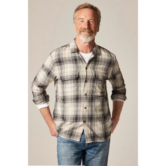 J Crew Other - NWT J Crew Cotton Hemp Flannel Plaid Shirt Tan Black Mens Size L $118 [jb]